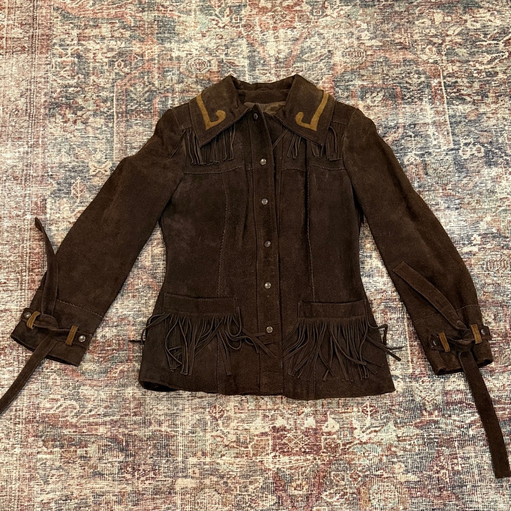 Dark Brown Western Suede Fringe Jacket